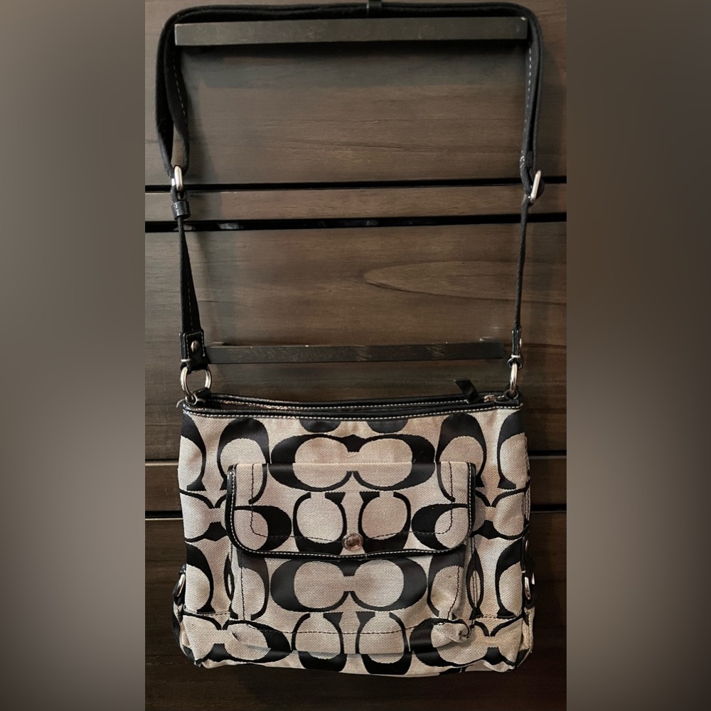 Coach Black and Gray Signature Crossbody Bag